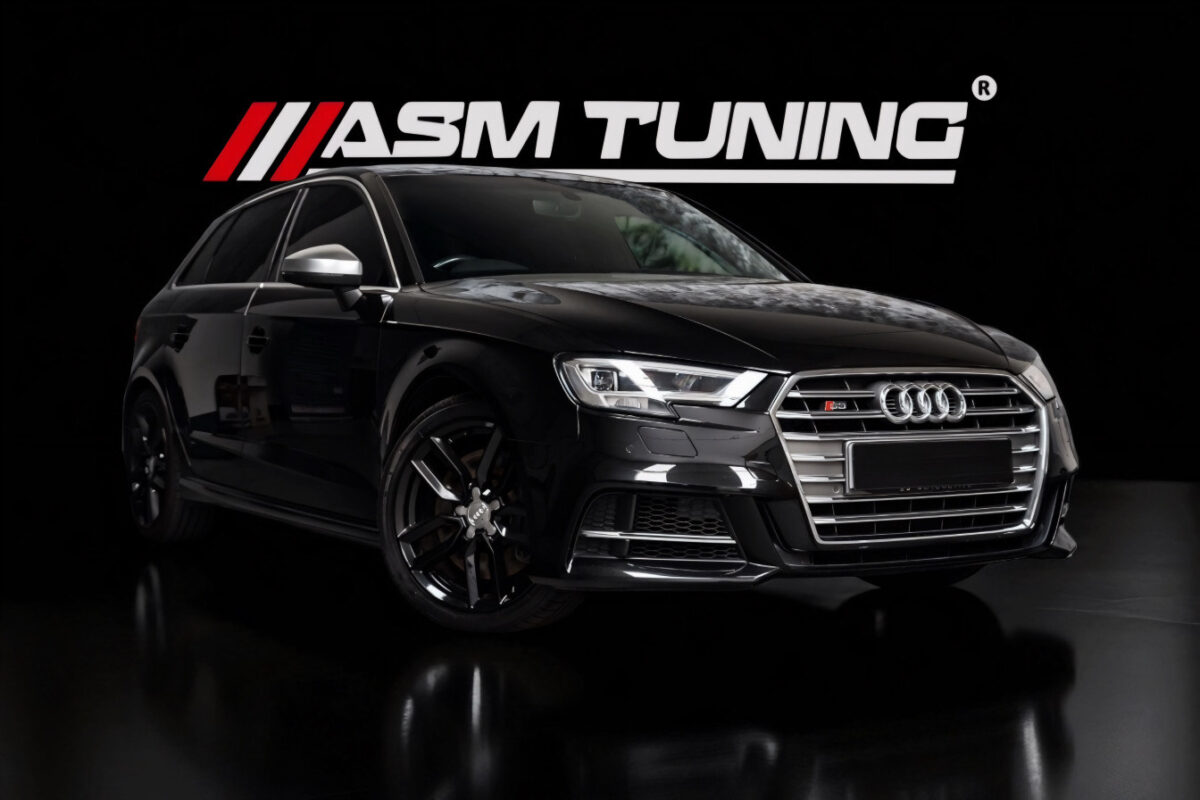 Colecție Carbon & Performanță Audi A3 S3 8V Audi A3/S3 8V echipat cu piese tuning din carbon real – splitter frontal, difuzor și eleron de la ASM Tuning