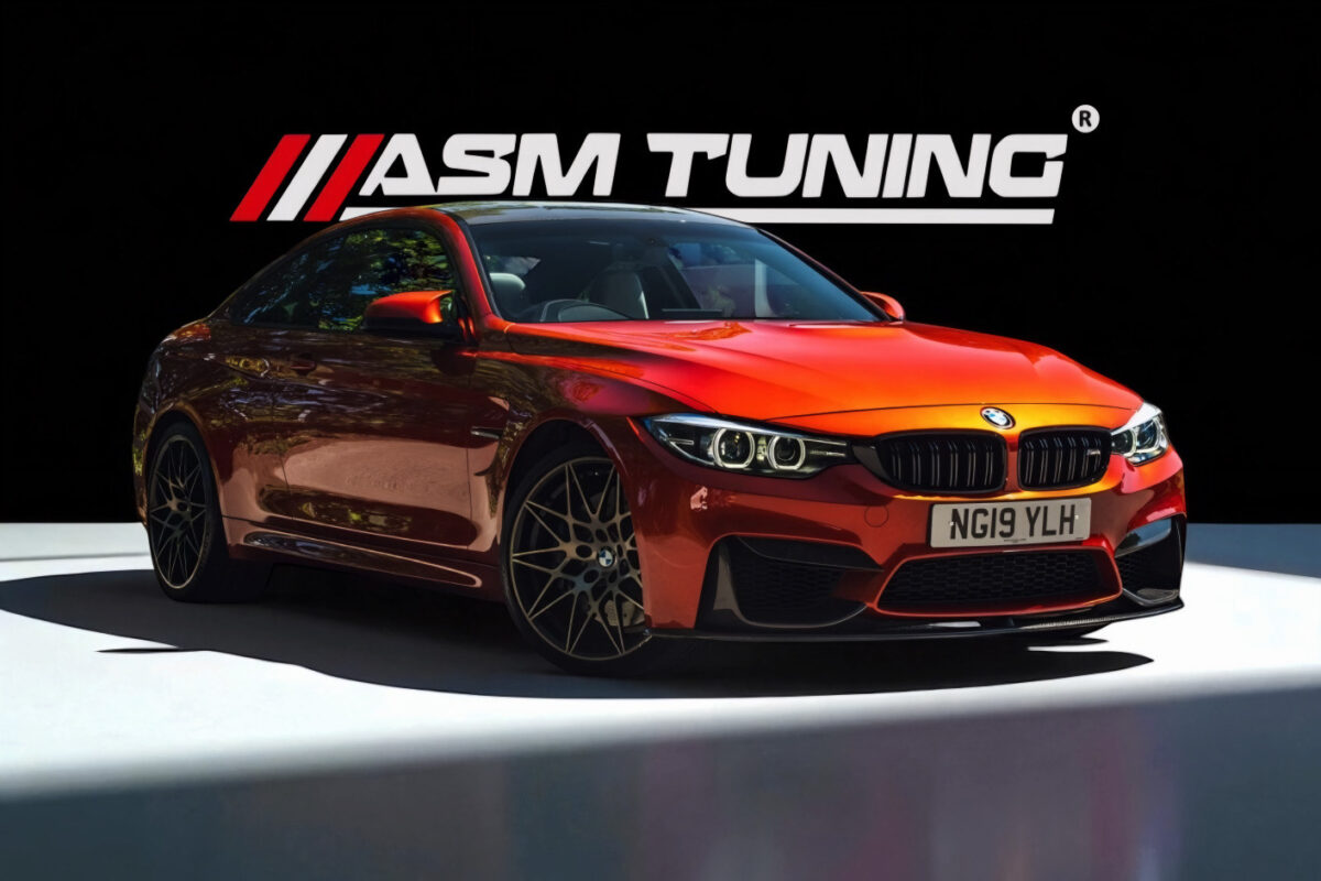 BMW M4 F82 echipat cu body kit din carbon real: splitter frontal, eleron, difuzor și extensii praguri – colecție ASM Tuning pentru F82/F83