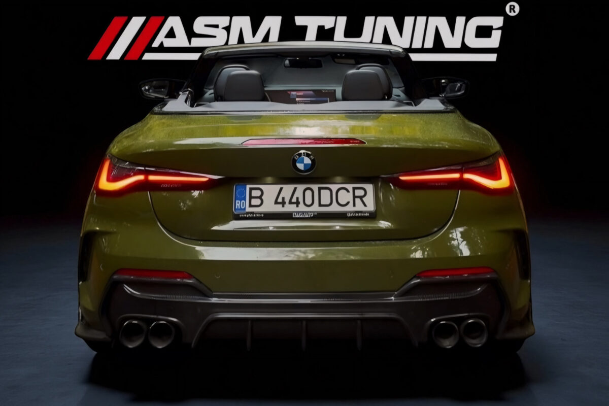 Colecție Carbon & Performanță BMW Seria 4 G22/G23/G26 BMW Seria 4 G22 Coupé cu kit complet din carbon: splitter, eleron, difuzor și extensii praguri – colecție ASM Tuning