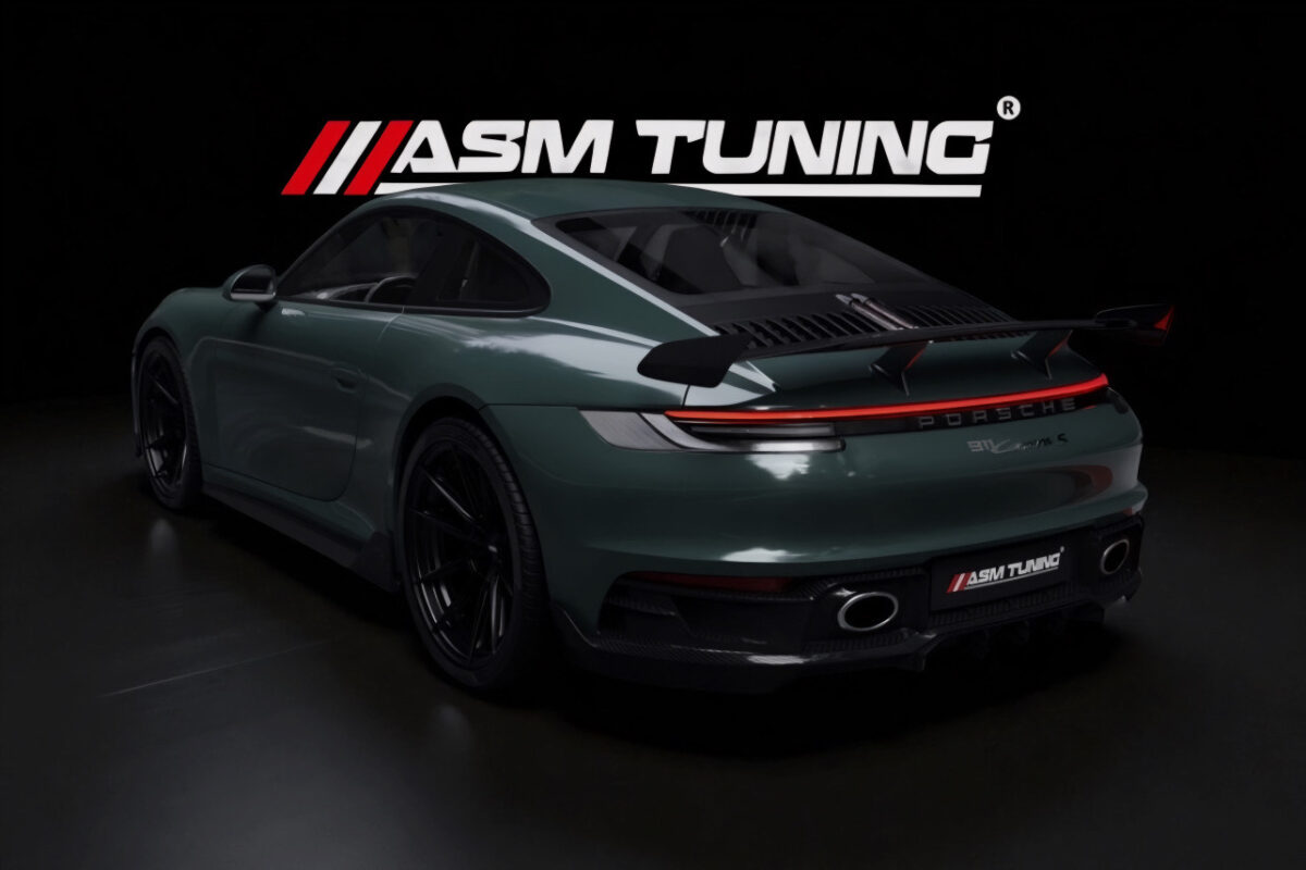 Mașină tunată cu spoiler din fibră de carbon de la ASM Tuning